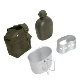 1 Quart 4 Piece Canteen Kit With Cover, Aluminum Cup, And Stove