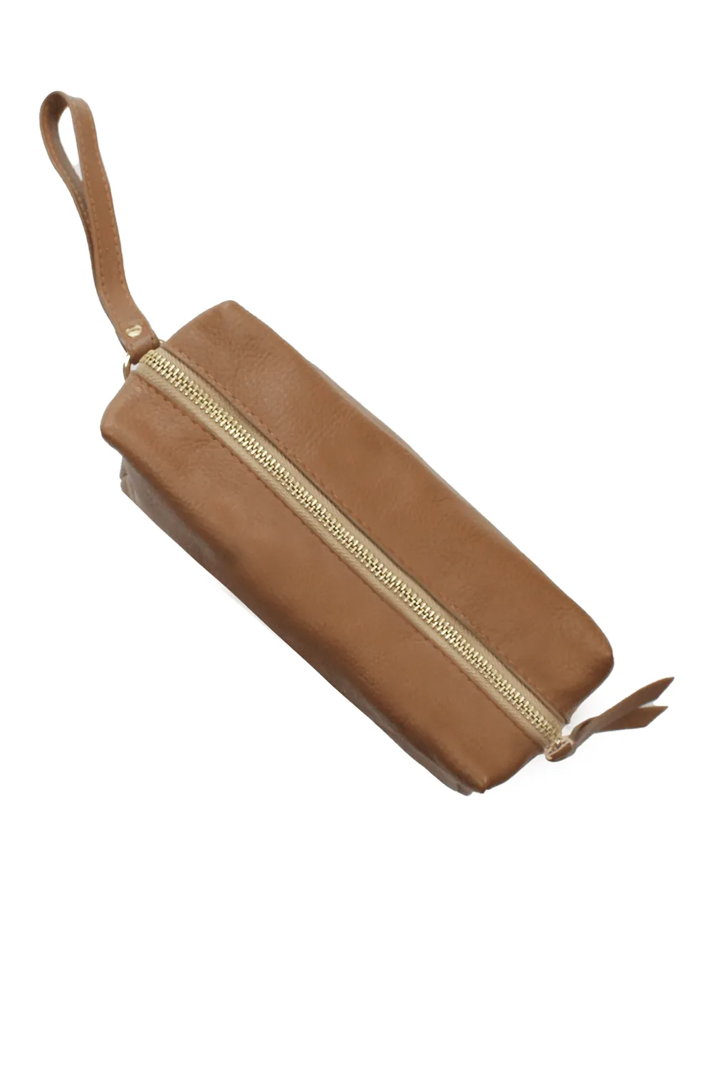 Abby Make Up Bag Tan Soft Leather