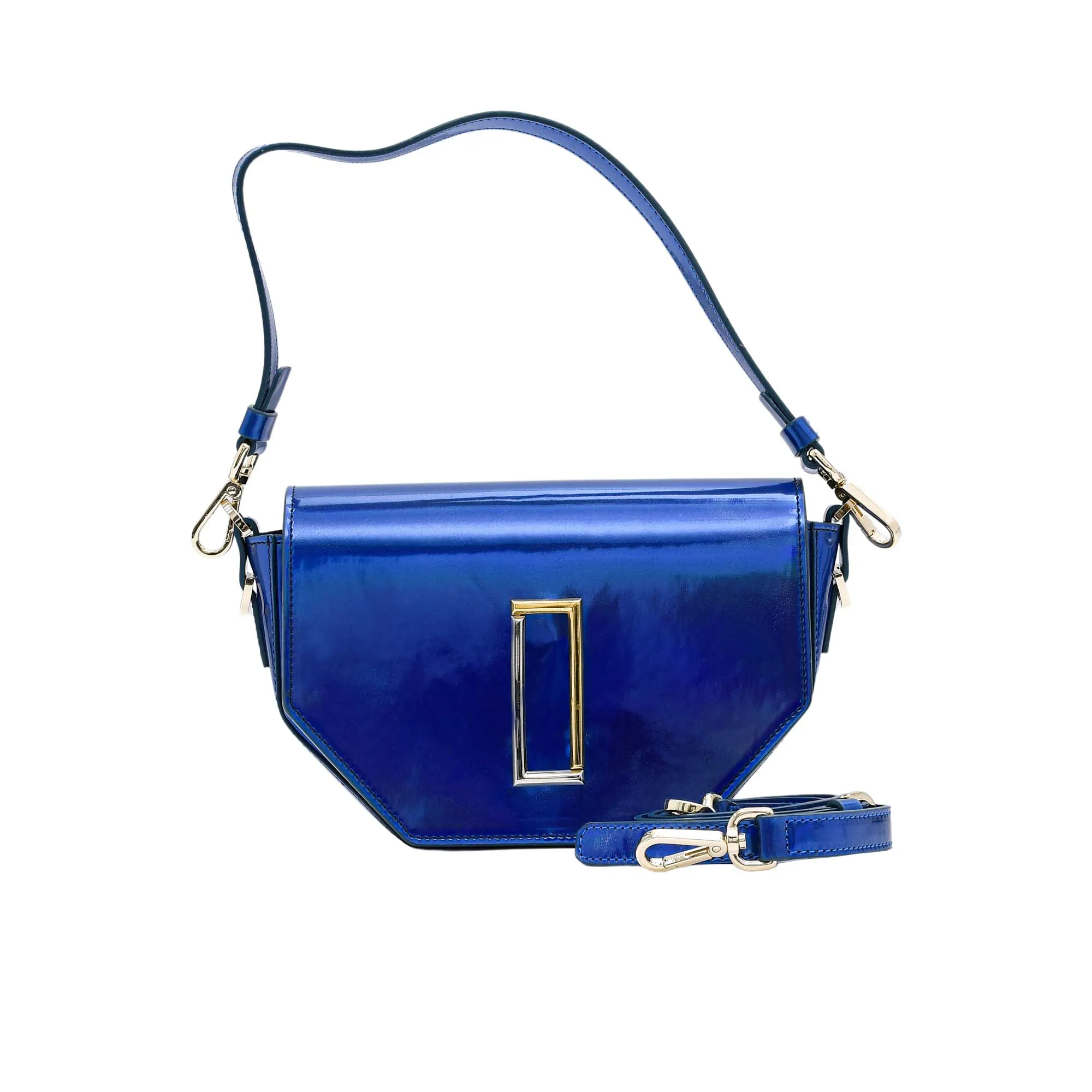 Abseel Women's Laminated Blue Royal Squared Shoulder Bag