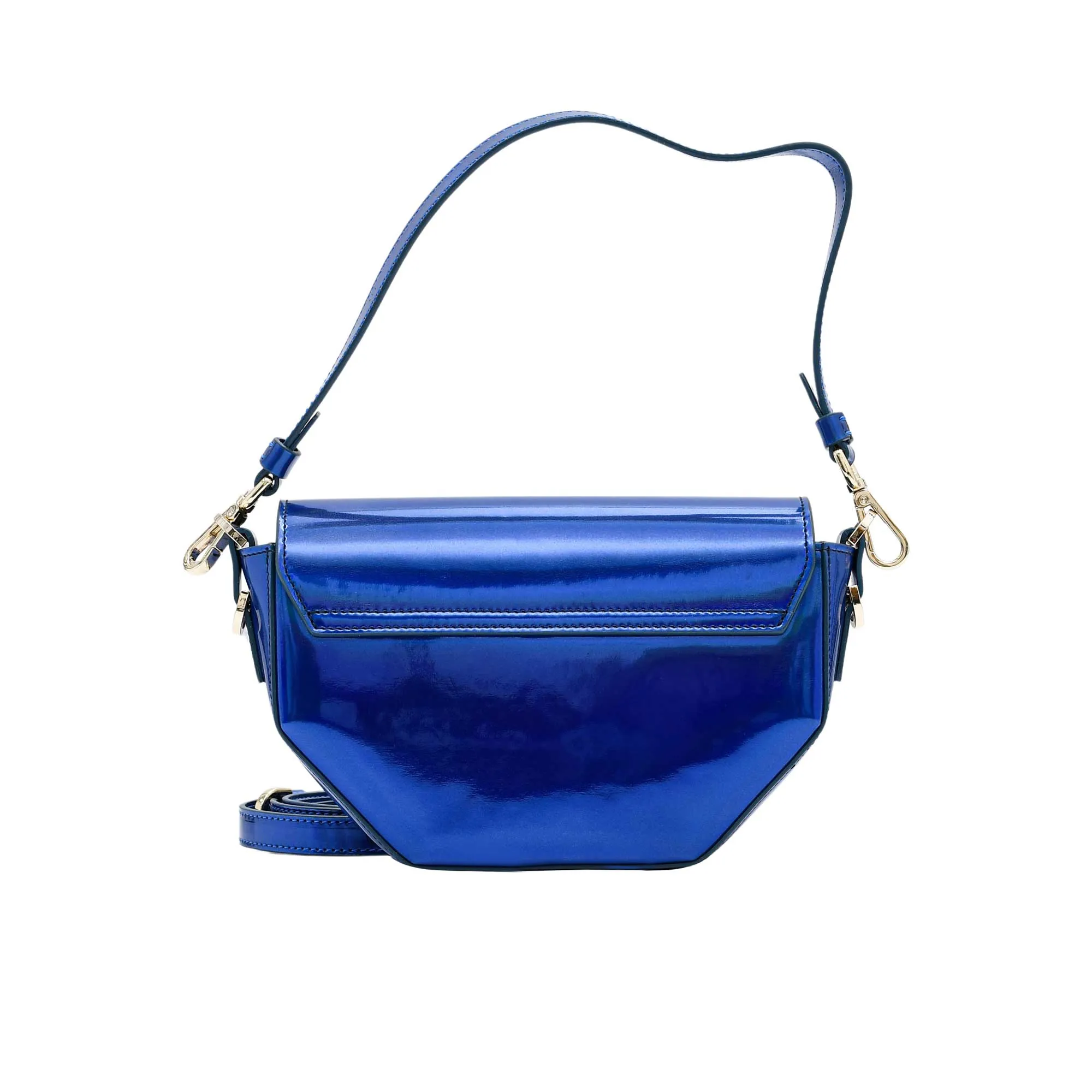 Abseel Women's Laminated Blue Royal Squared Shoulder Bag