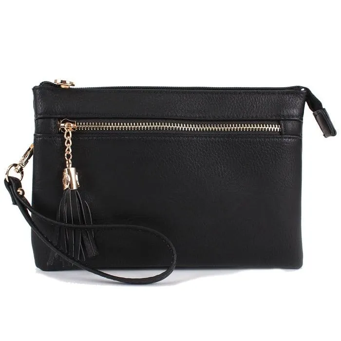 AD2583 Small Tasseled Zipper Fashion Crossbody/Wristlet