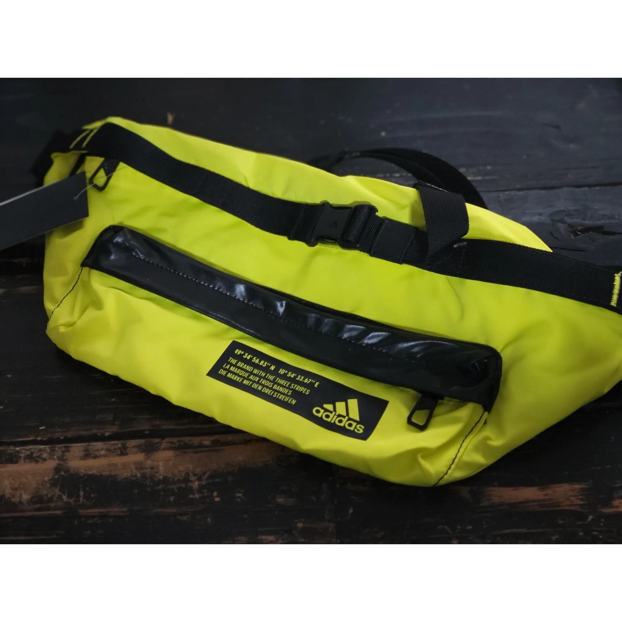 Adidas Hiking Trail Neon Yellow ID Waistbag Crossbody 7"x15" Fanny Bag