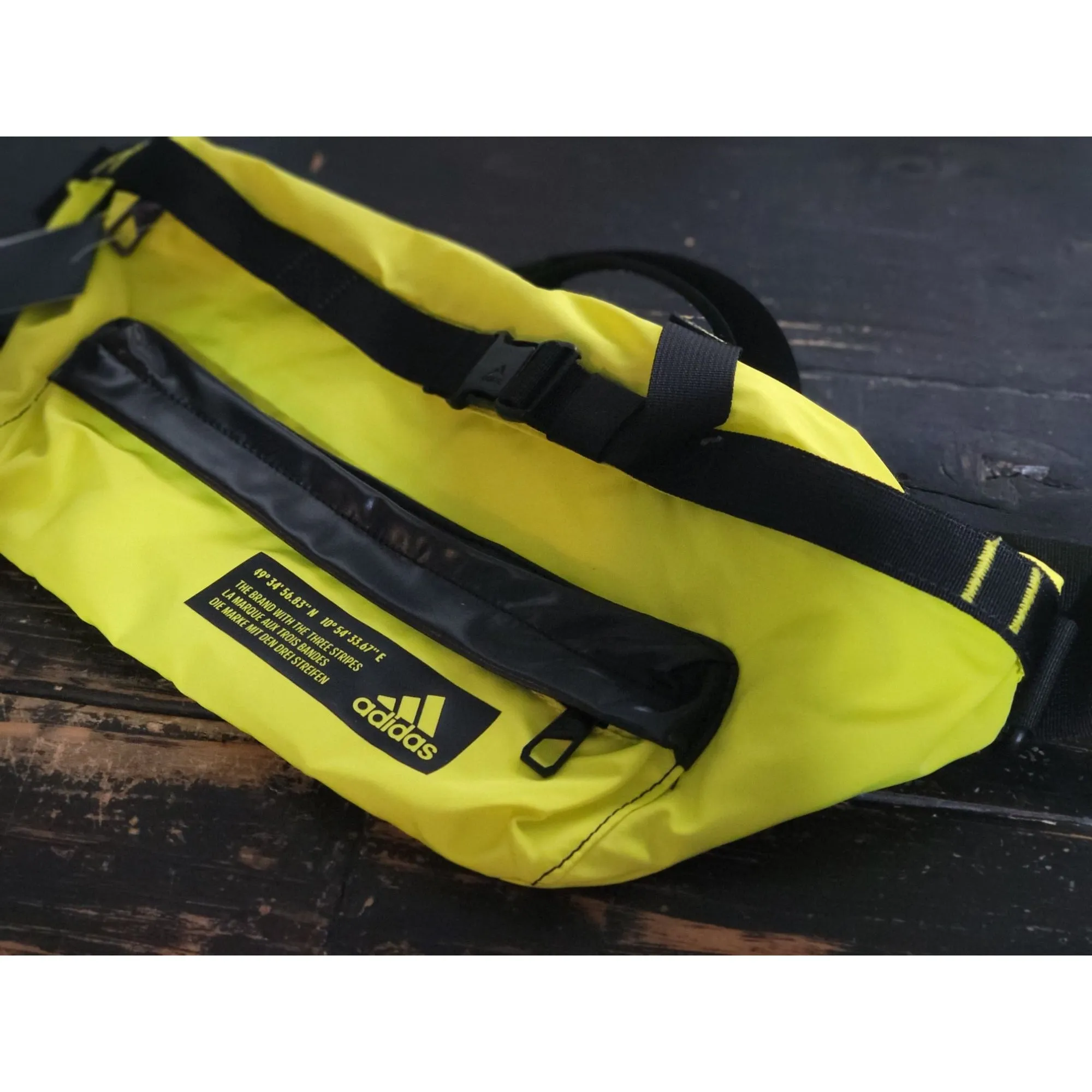 Adidas Hiking Trail Neon Yellow ID Waistbag Crossbody 7"x15" Fanny Bag