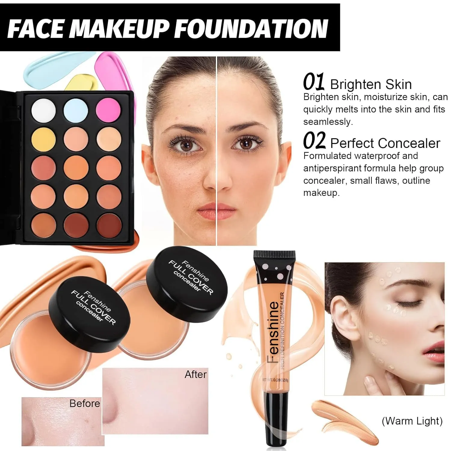 All-in-One Beginner Makeup Kit: Eyeshadow, Lipstick, Brushes & More for Flawless Application