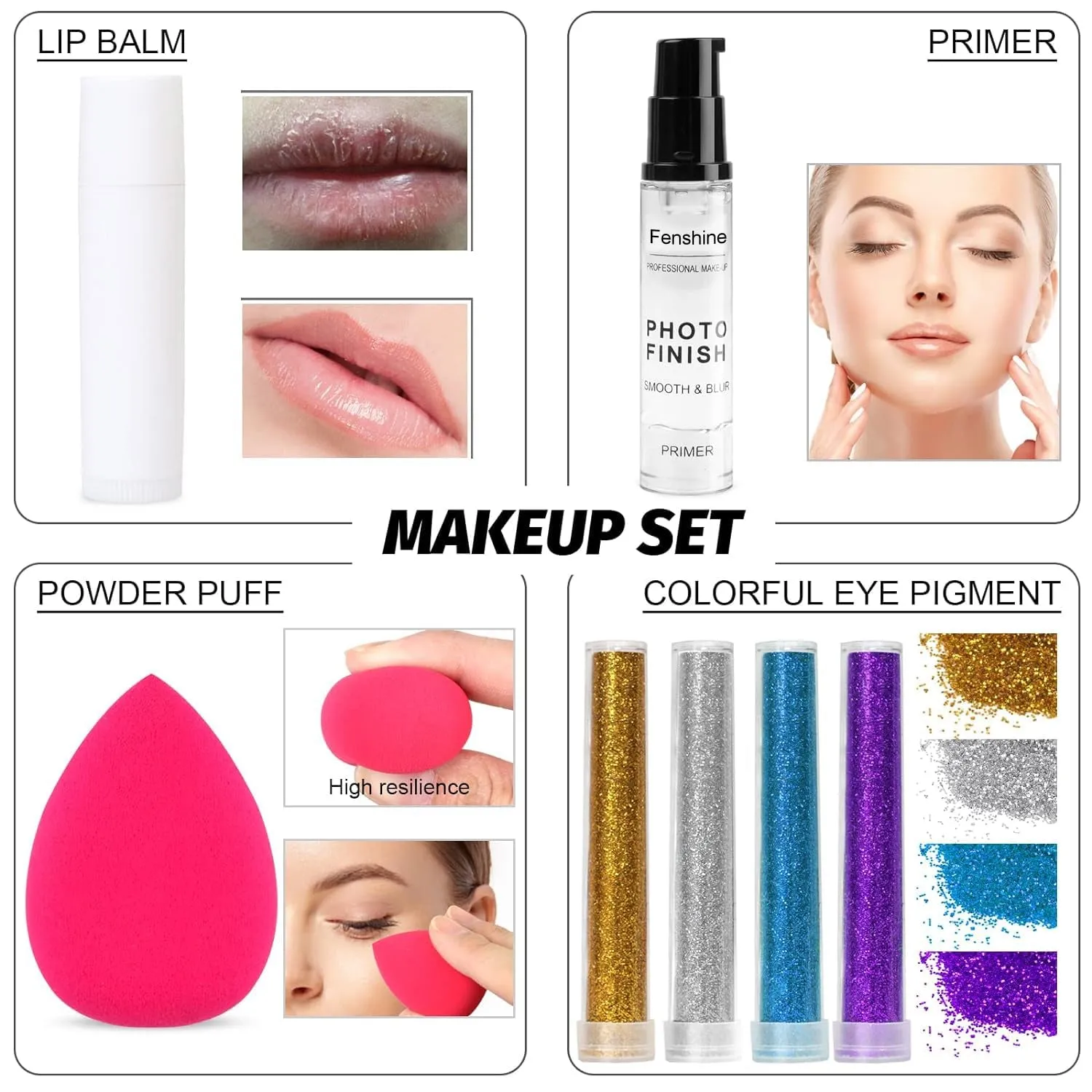 All-in-One Beginner Makeup Kit: Eyeshadow, Lipstick, Brushes & More for Flawless Application