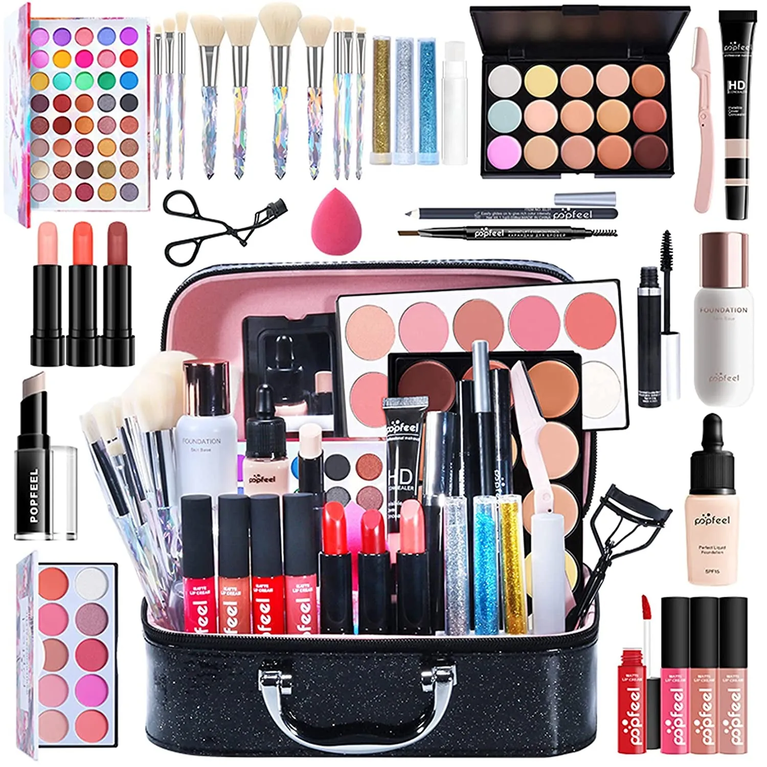 All-in-One Holiday Makeup Set: Eyeshadow, Lipstick, Concealer & More - Perfect Gift for Women