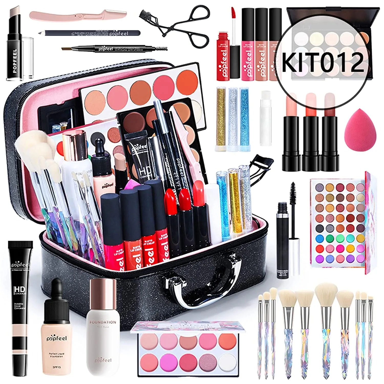 All-in-One Holiday Makeup Set: Eyeshadow, Lipstick, Concealer & More - Perfect Gift for Women