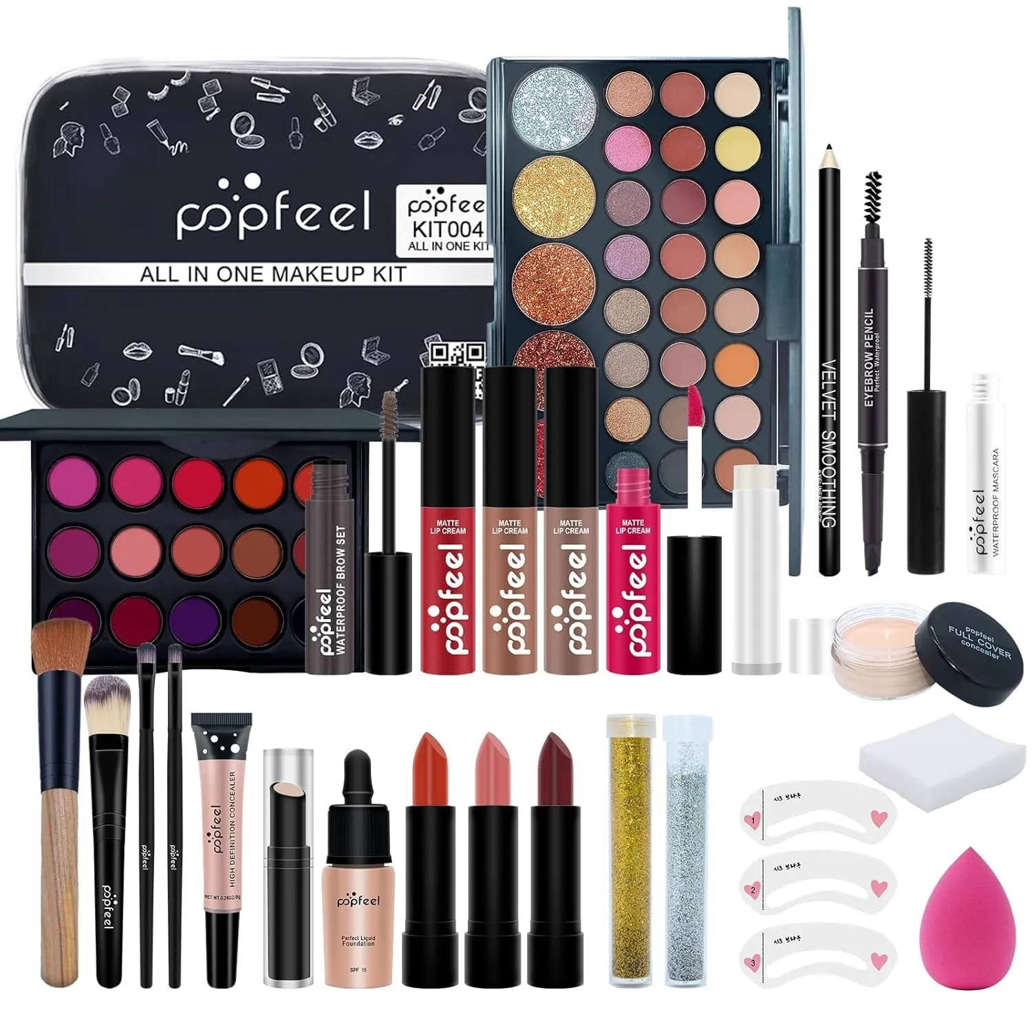 All-in-One Makeup Set for Women: Complete Cosmetics Kit with Eyeshadow, Lip Gloss & Foundation