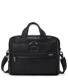 ALPHA 3 LEATHER ORGANIZER BRIEF - BLACK