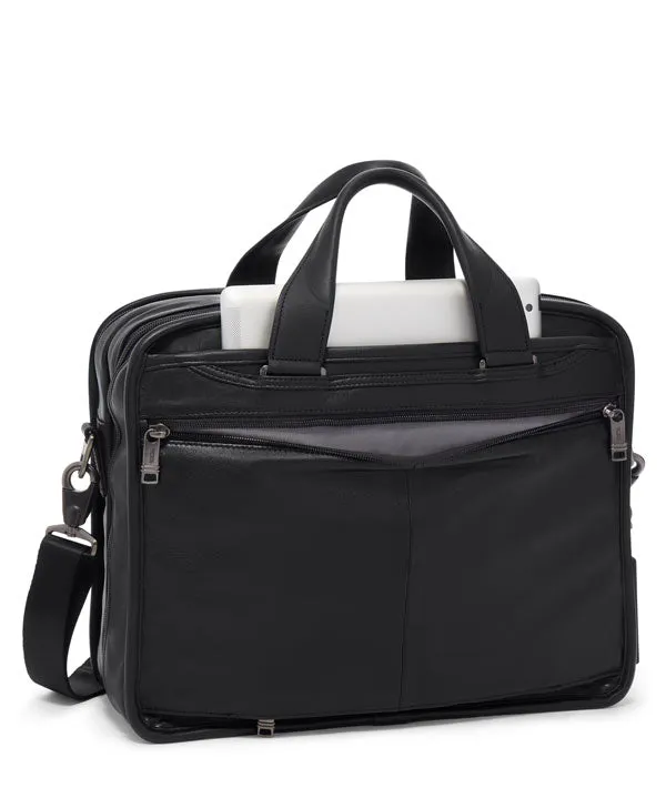 ALPHA 3 LEATHER ORGANIZER BRIEF - BLACK