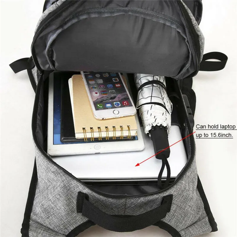 Anti-Theft Men Women Travel Backpack External USB Charge Port Laptop School Bag