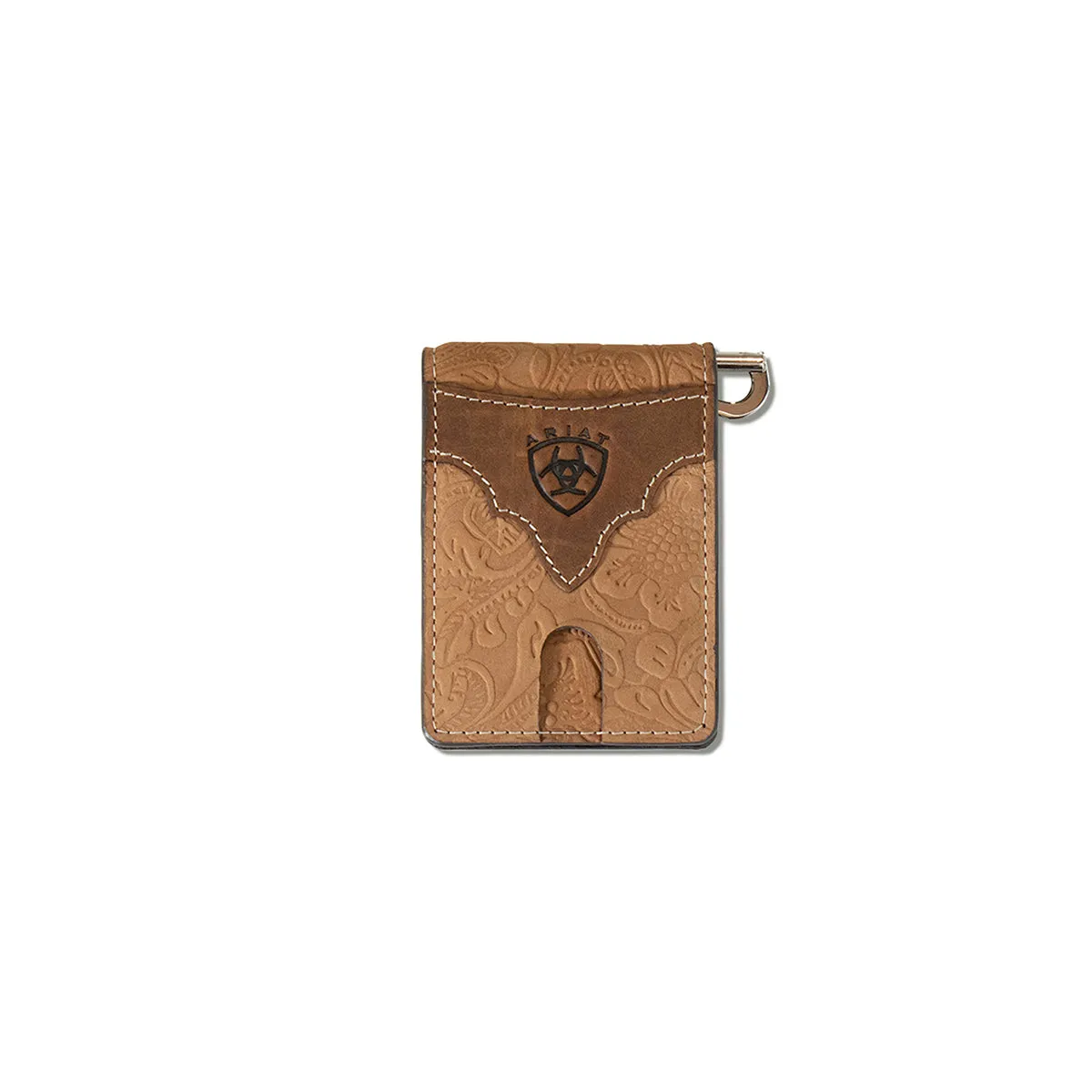 Ariat Floral Embossed Brown Money Clip Wallet