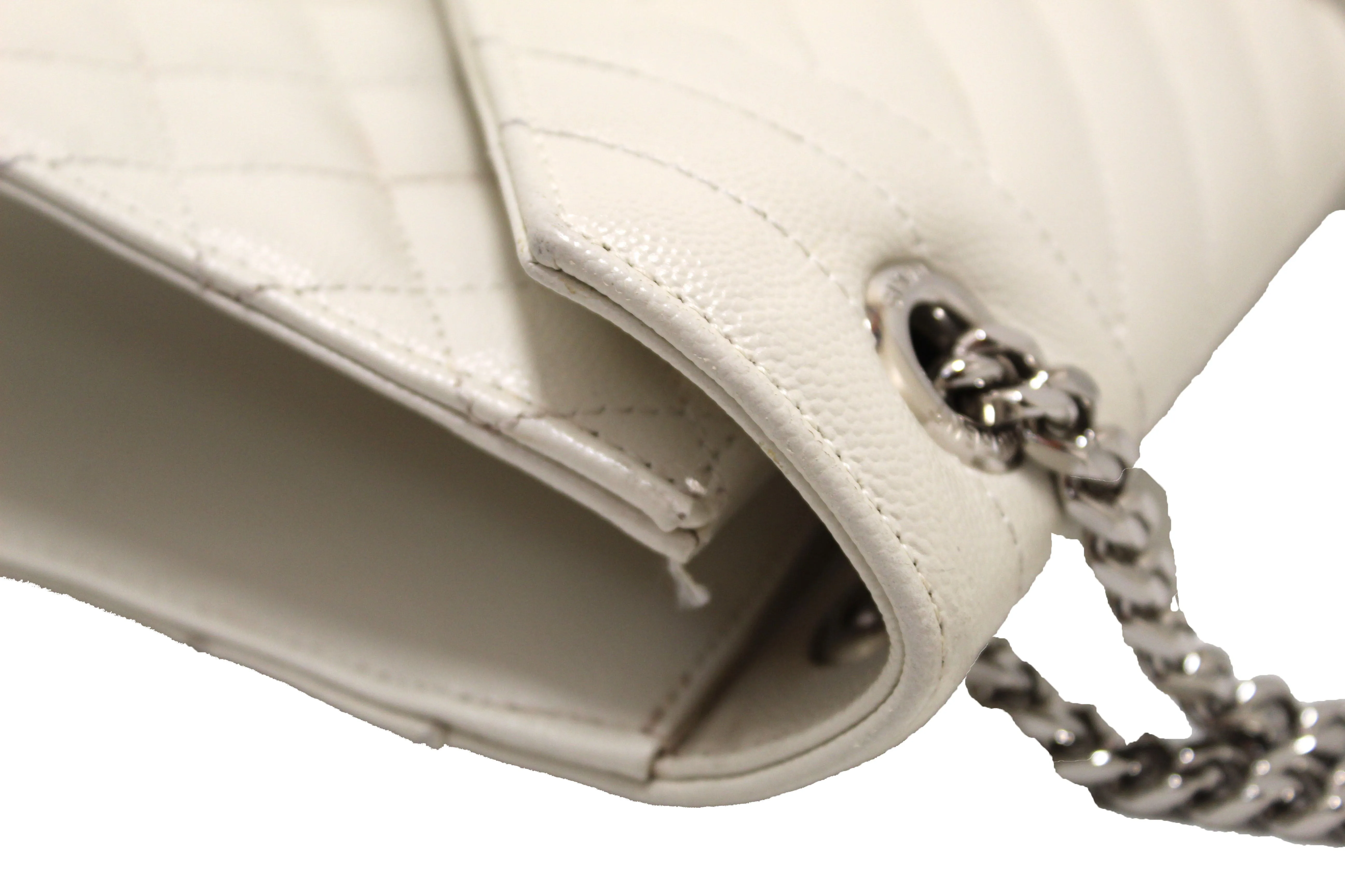 AUTHENTIC SAINT LAURENT WHITE MIX MATELASSÉ GRAIN DE POUDRE EMBOSSED LEATHER ENVELOPE LARGE BAG