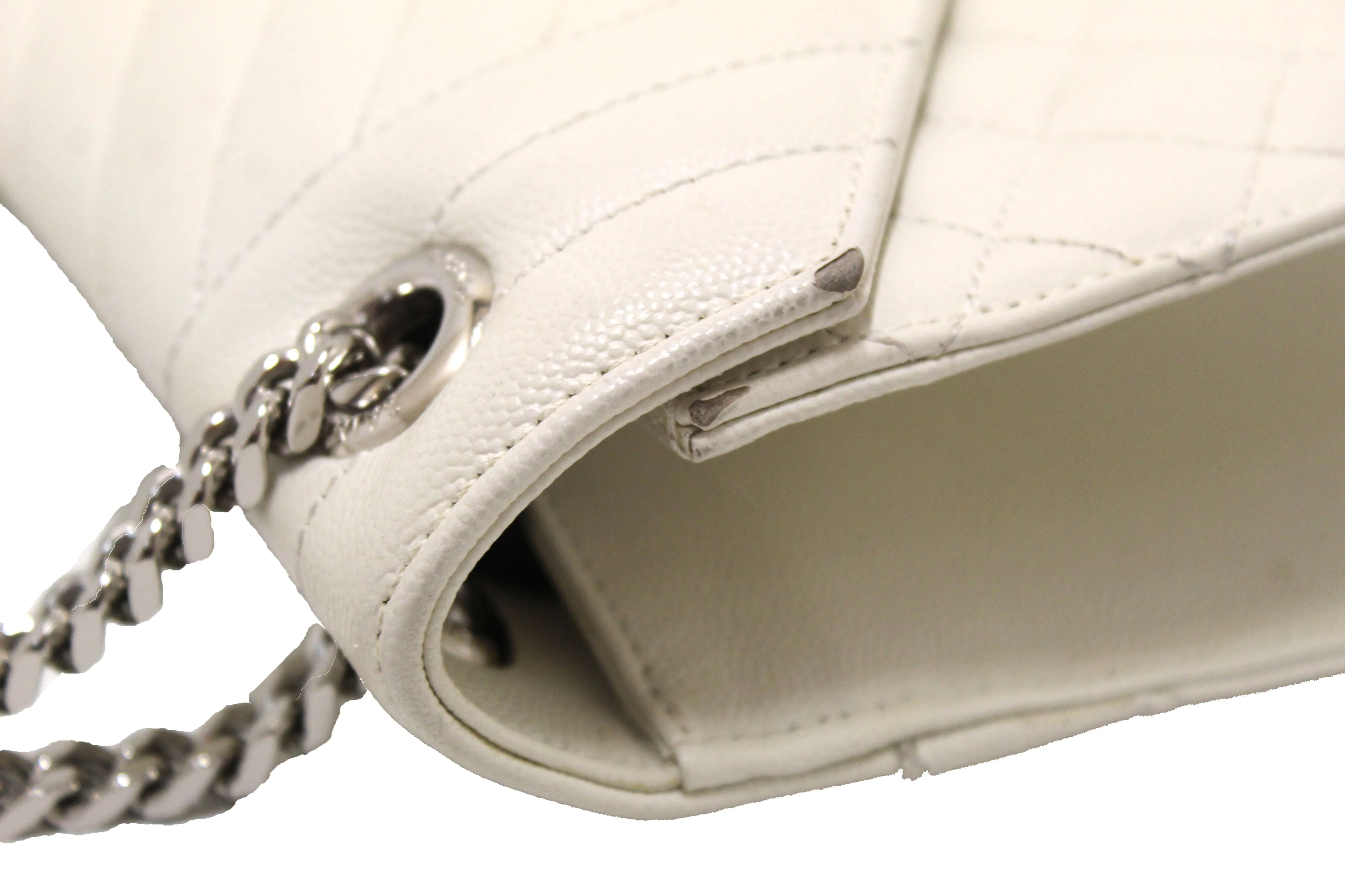 AUTHENTIC SAINT LAURENT WHITE MIX MATELASSÉ GRAIN DE POUDRE EMBOSSED LEATHER ENVELOPE LARGE BAG