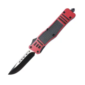 Automatic OTF Knife with Belt Clip - Red & Black