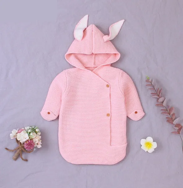 Baby Knitted Rabbit Receiving - Swaddle Blanket