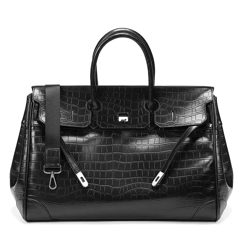 Black Platinum birkin inspired croc pattern weekender overnight weekend tote men/women's high street travel handbag