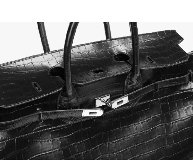 Black Platinum birkin inspired croc pattern weekender overnight weekend tote men/women's high street travel handbag