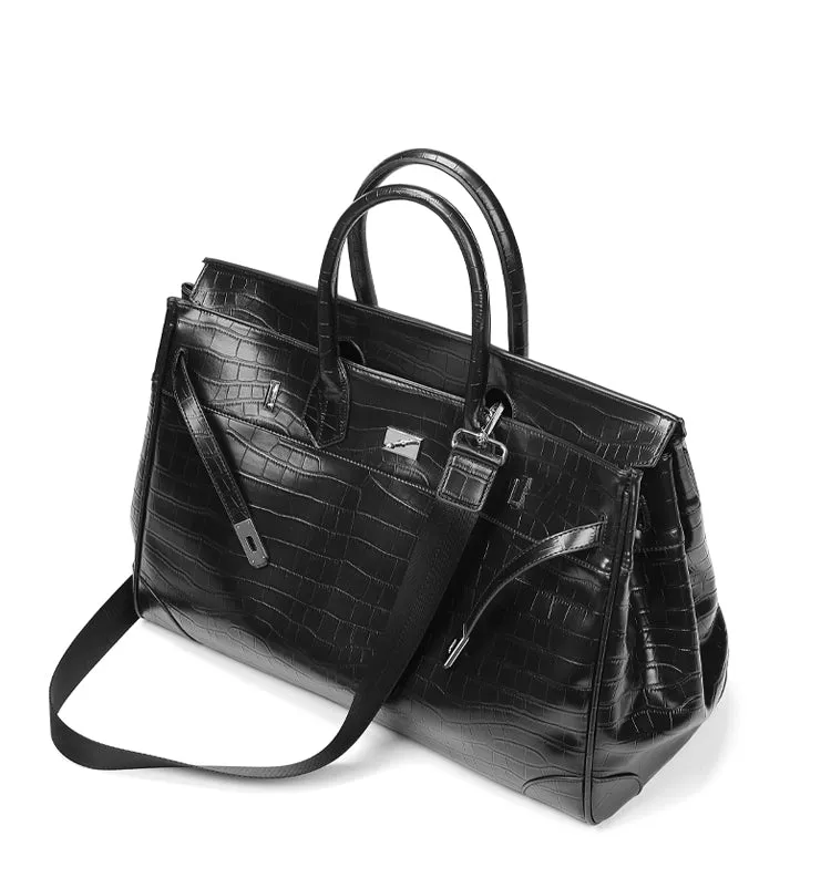 Black Platinum birkin inspired croc pattern weekender overnight weekend tote men/women's high street travel handbag