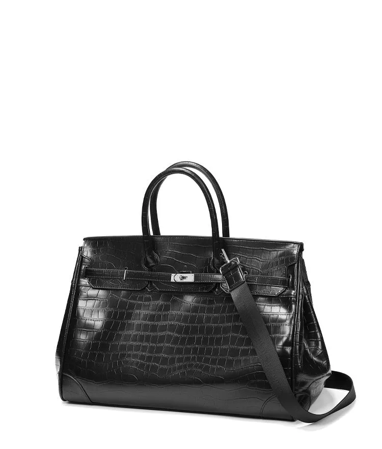 Black Platinum birkin inspired croc pattern weekender overnight weekend tote men/women's high street travel handbag