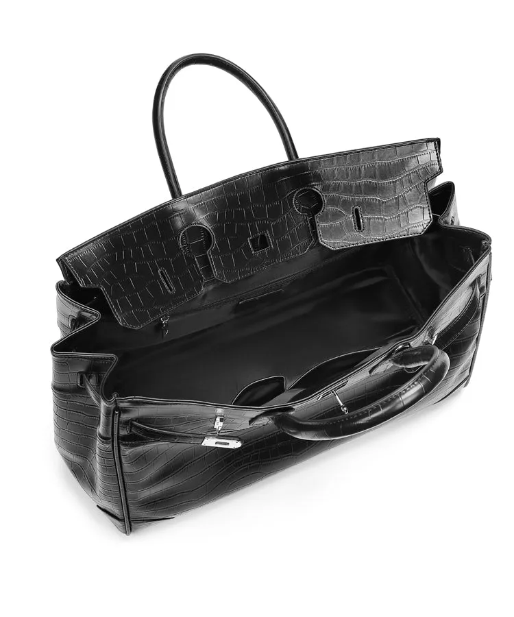 Black Platinum birkin inspired croc pattern weekender overnight weekend tote men/women's high street travel handbag