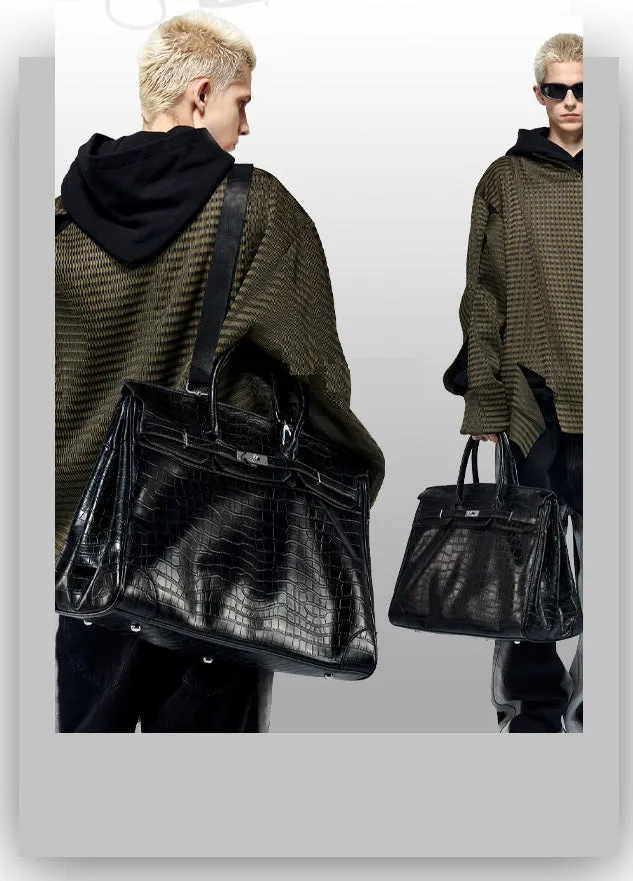 Black Platinum birkin inspired croc pattern weekender overnight weekend tote men/women's high street travel handbag