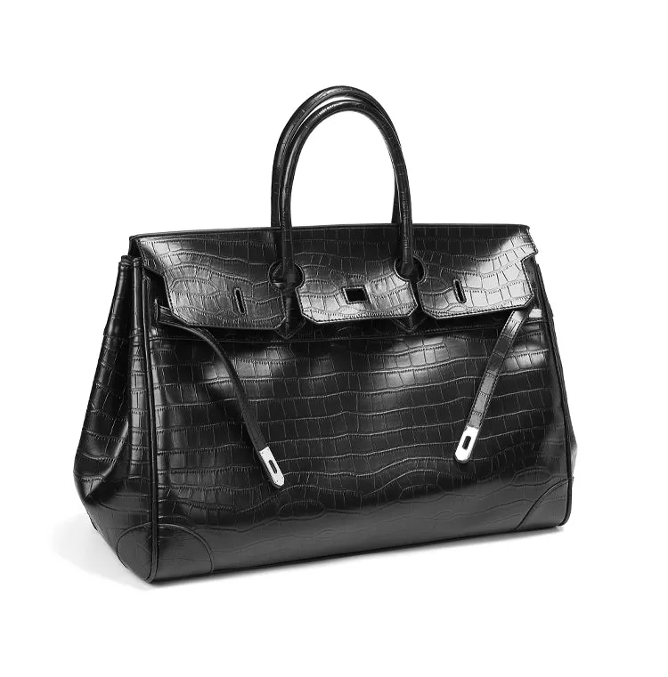 Black Platinum birkin inspired croc pattern weekender overnight weekend tote men/women's high street travel handbag