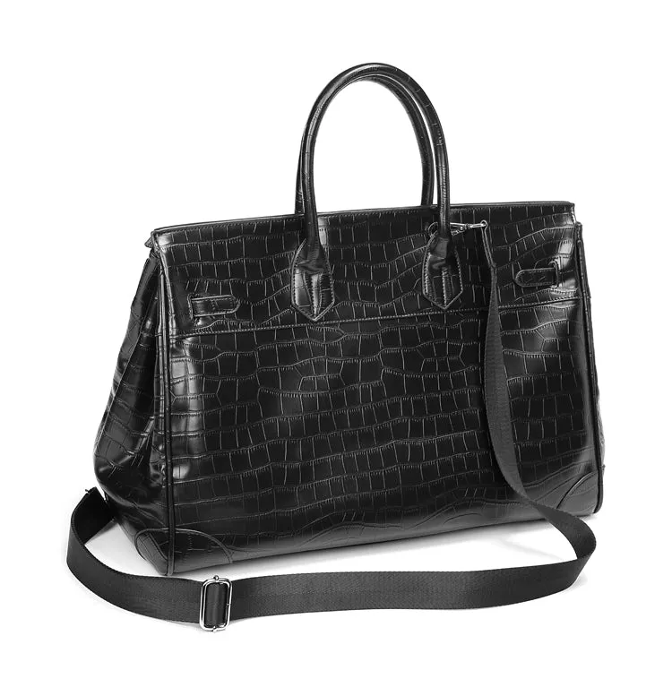 Black Platinum birkin inspired croc pattern weekender overnight weekend tote men/women's high street travel handbag