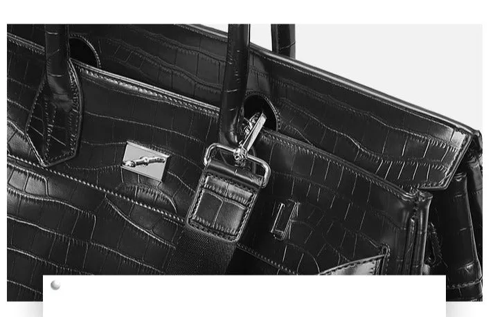 Black Platinum birkin inspired croc pattern weekender overnight weekend tote men/women's high street travel handbag