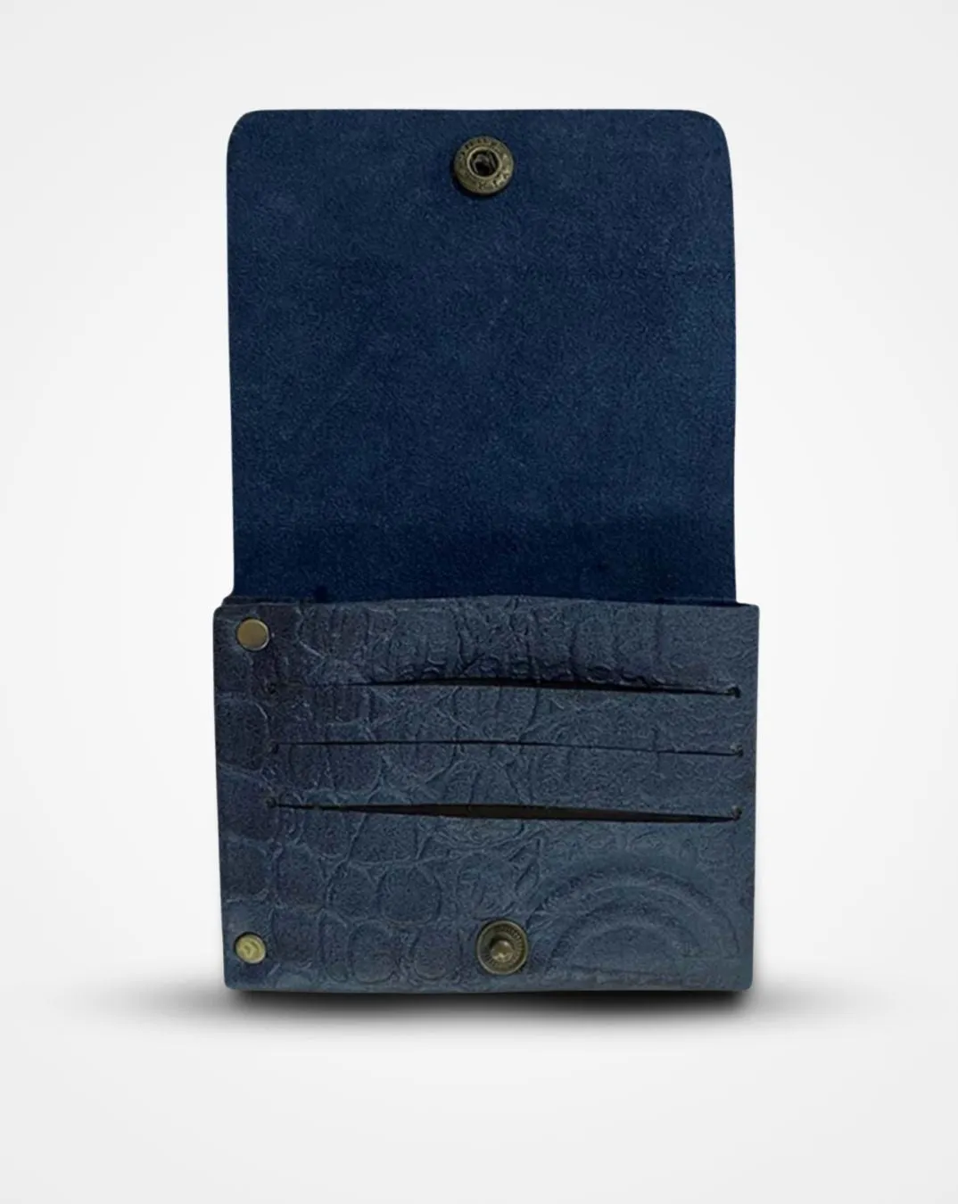 BLUE CROC PRINT BATUA - SLIM LEATHER WALLET