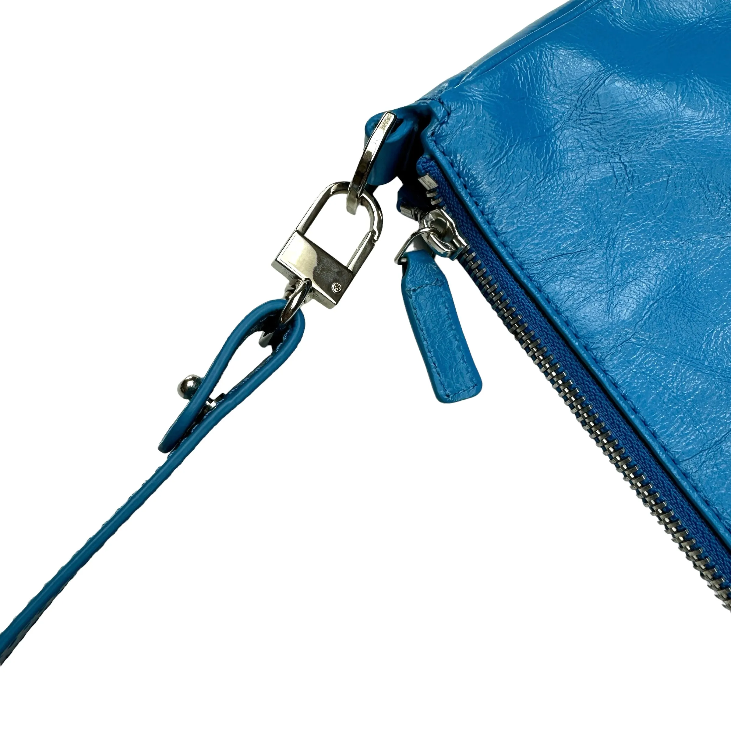 Blue Leather Shoulder Bag