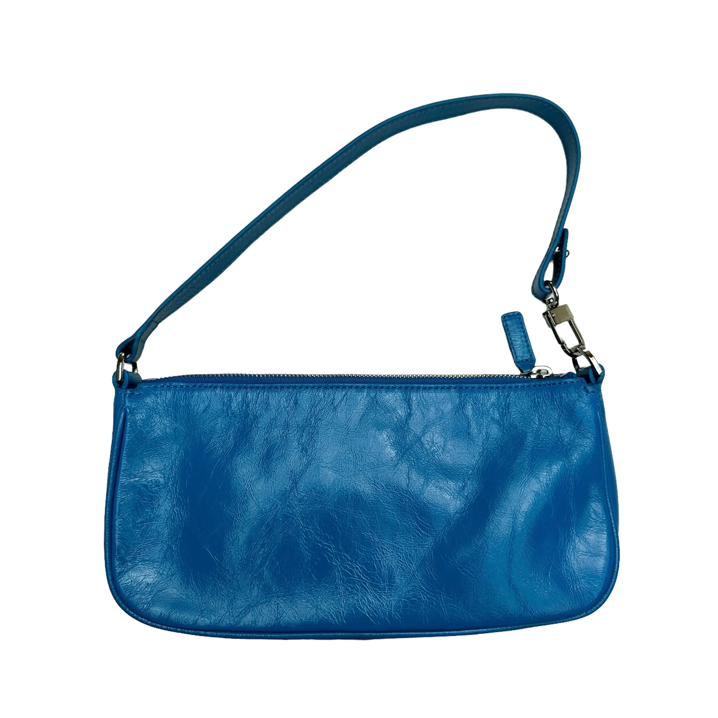 Blue Leather Shoulder Bag