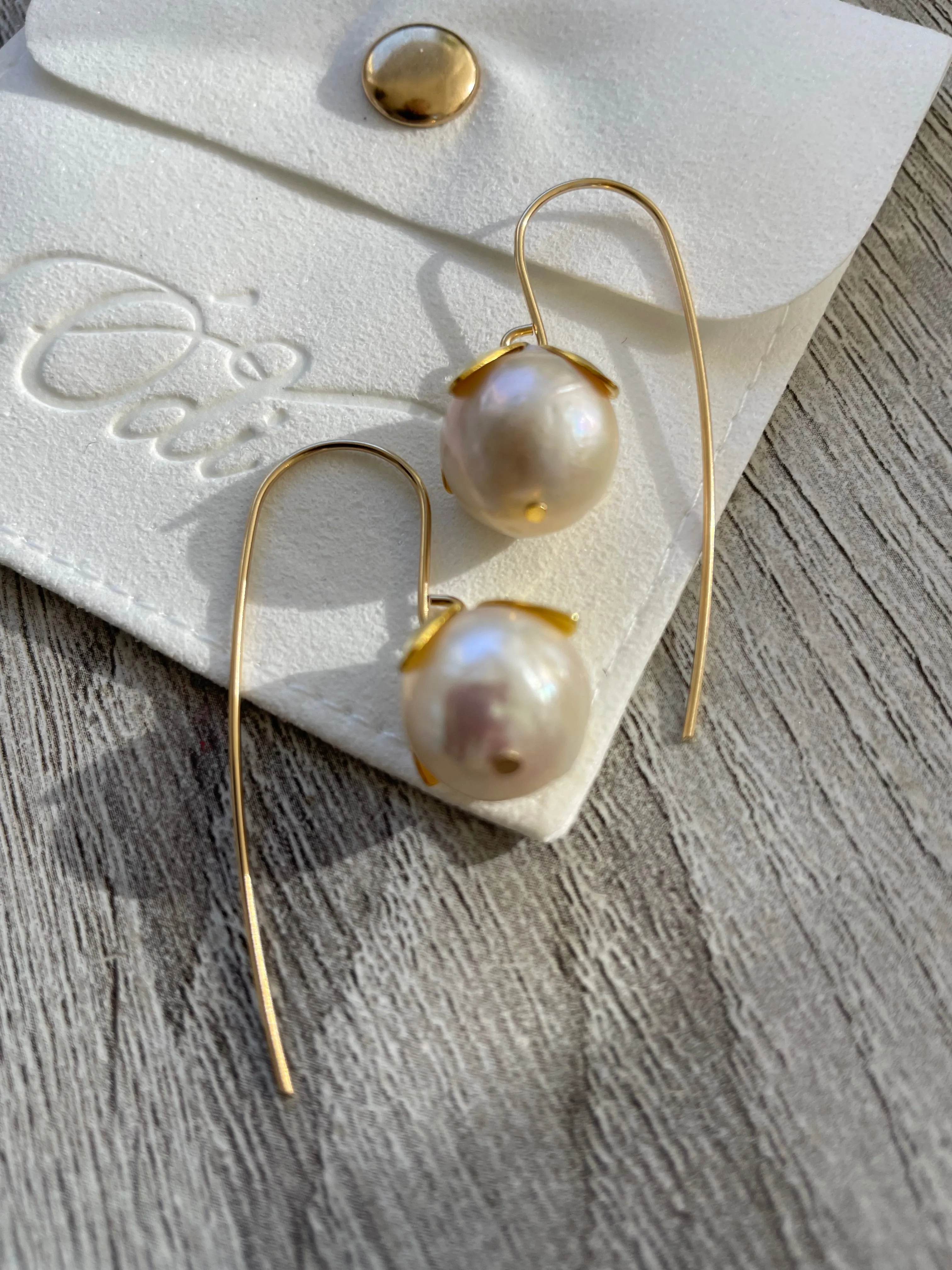 Botanical Pearls on large Ear Wires- Real Pearl