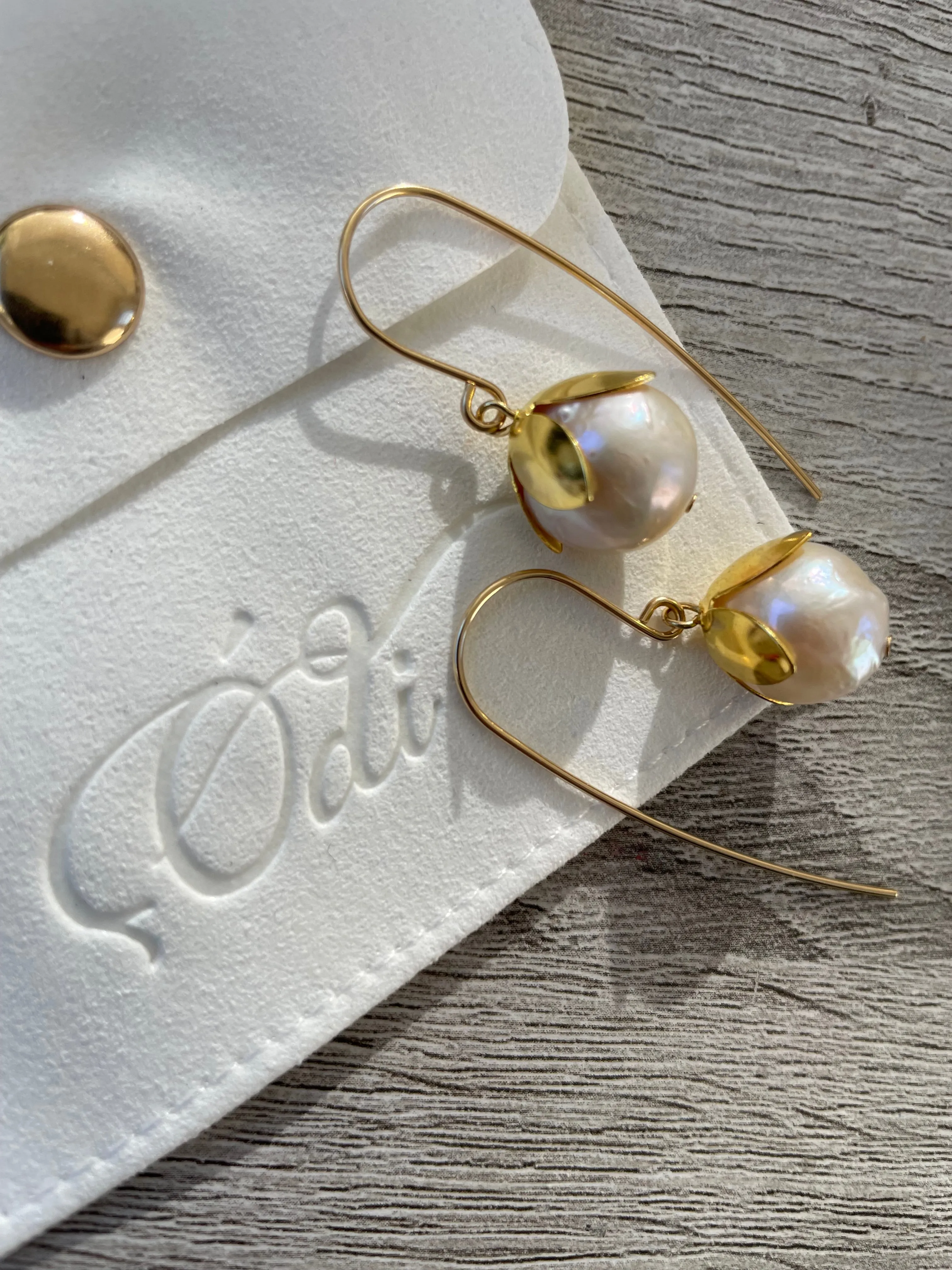 Botanical Pearls on large Ear Wires- Real Pearl