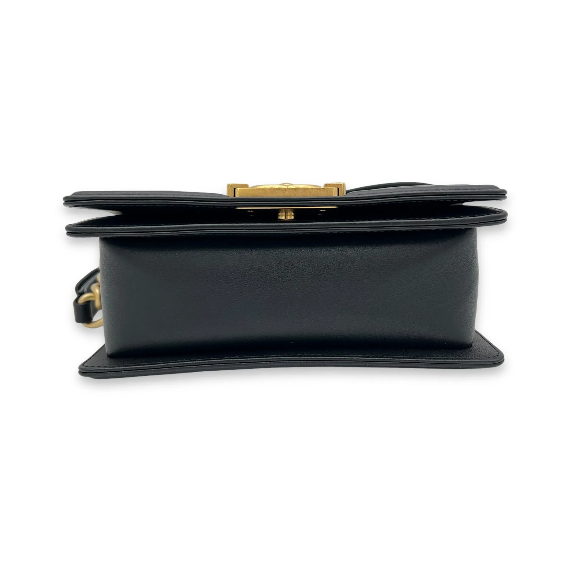 Boy Small Black Crossbody Bag in Lambskin, Gold hardware