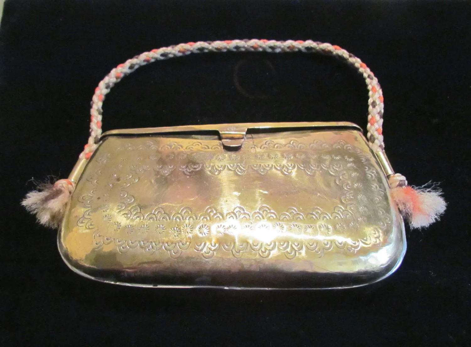 Brass Pillow Purse Boho1940s Clutch Handbag Metal India Style Wedding Formal Evening Bag Rare