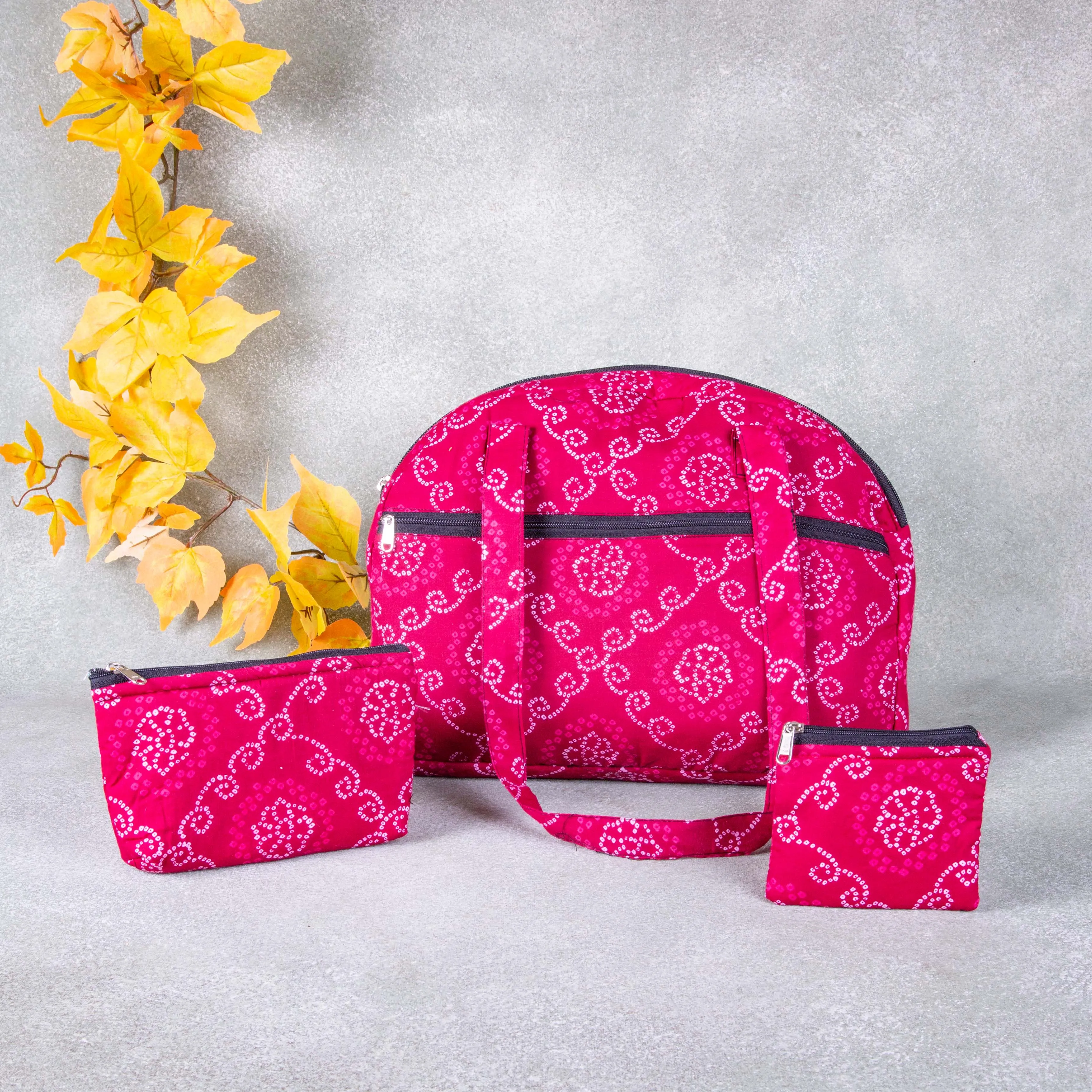 Bristlefront Everyday Tote Combo Red Bandhani Design