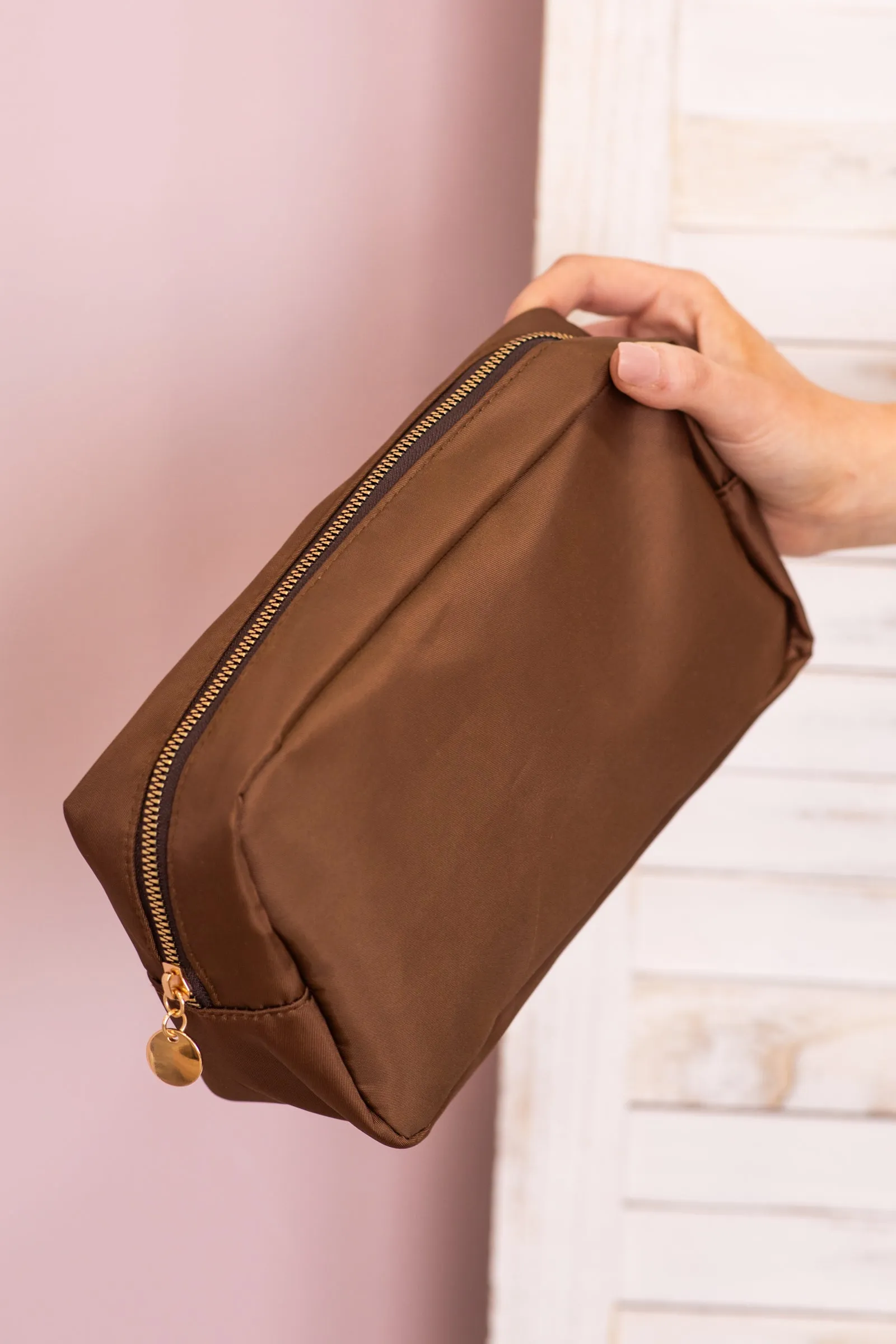 Brown Cosmetic Makeup Pouch Bag