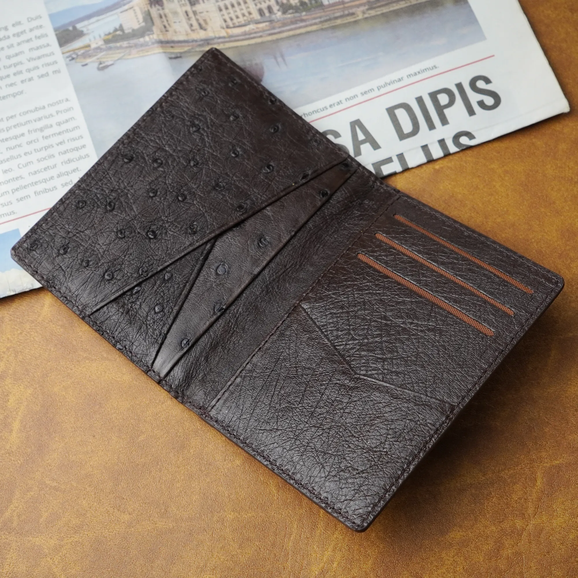 Brown Double Side Ostrich Leather Credit Card Holder | RFID Blocking | CARDOS-03