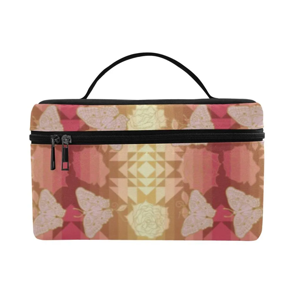 Butterfly and Roses on Geometric Cosmetic Bag/Large