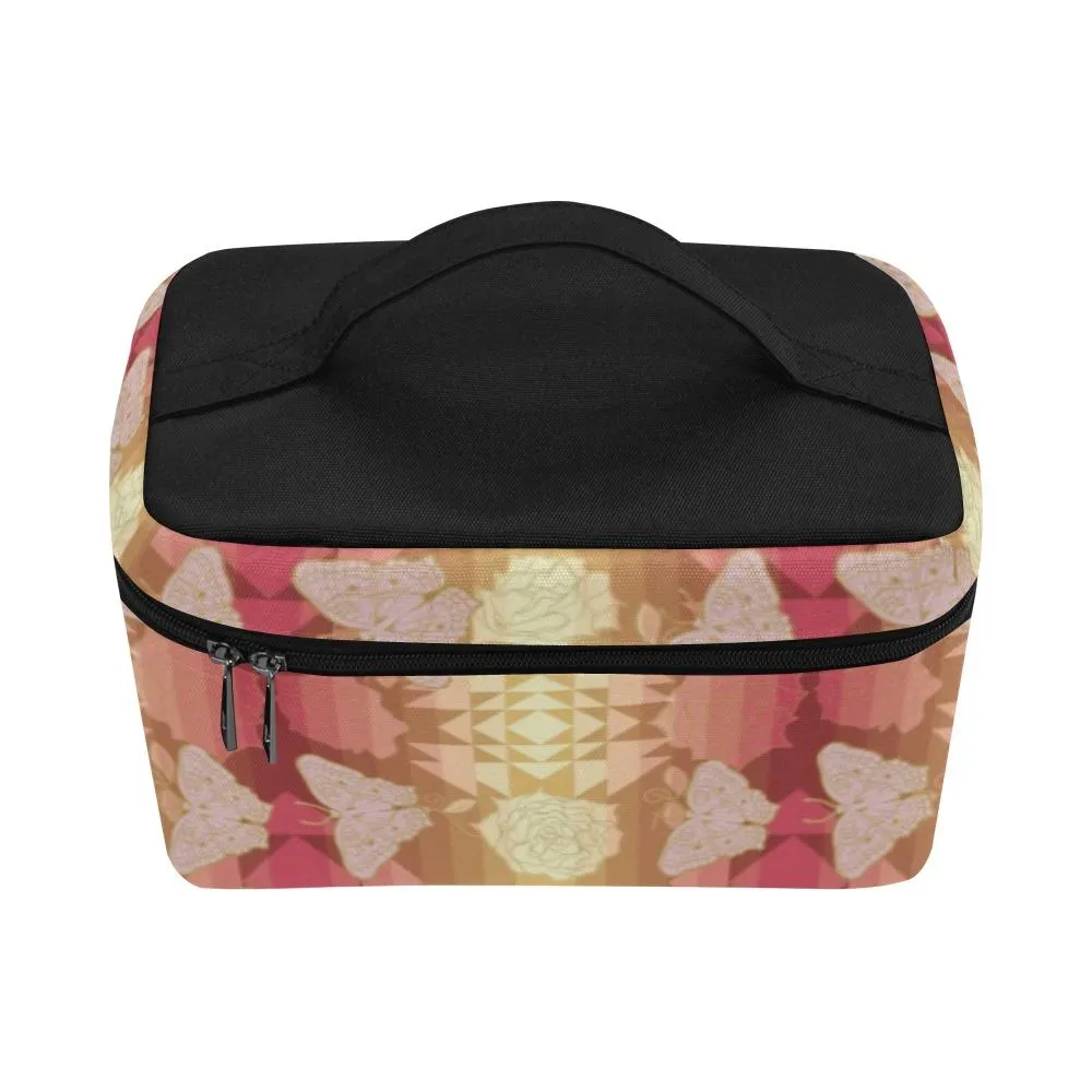 Butterfly and Roses on Geometric Cosmetic Bag/Large