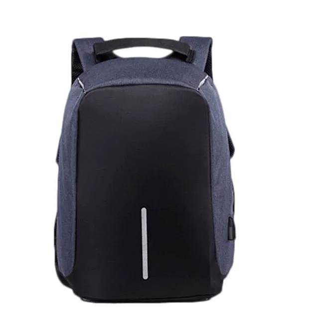 Canvas USB Backpack Laptop Anti-Theft Bag