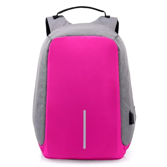 Canvas USB Backpack Laptop Anti-Theft Bag