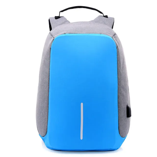 Canvas USB Backpack Laptop Anti-Theft Bag