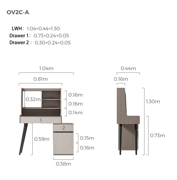 Cappuccino Taupe Dressing Table with Grey Stool Set