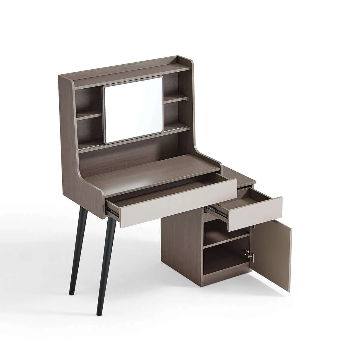 Cappuccino Taupe Dressing Table with Grey Stool Set