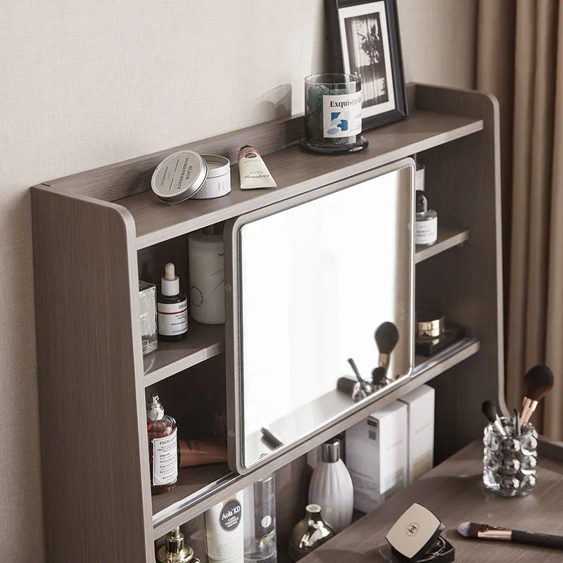 Cappuccino Taupe Dressing Table with Grey Stool Set