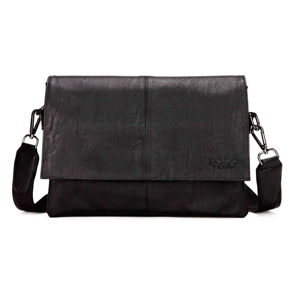 Casual Black Envelope Leather Shoulder Bag