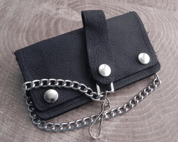 Chain Wallet Brown Trifold Leather Biker Soft