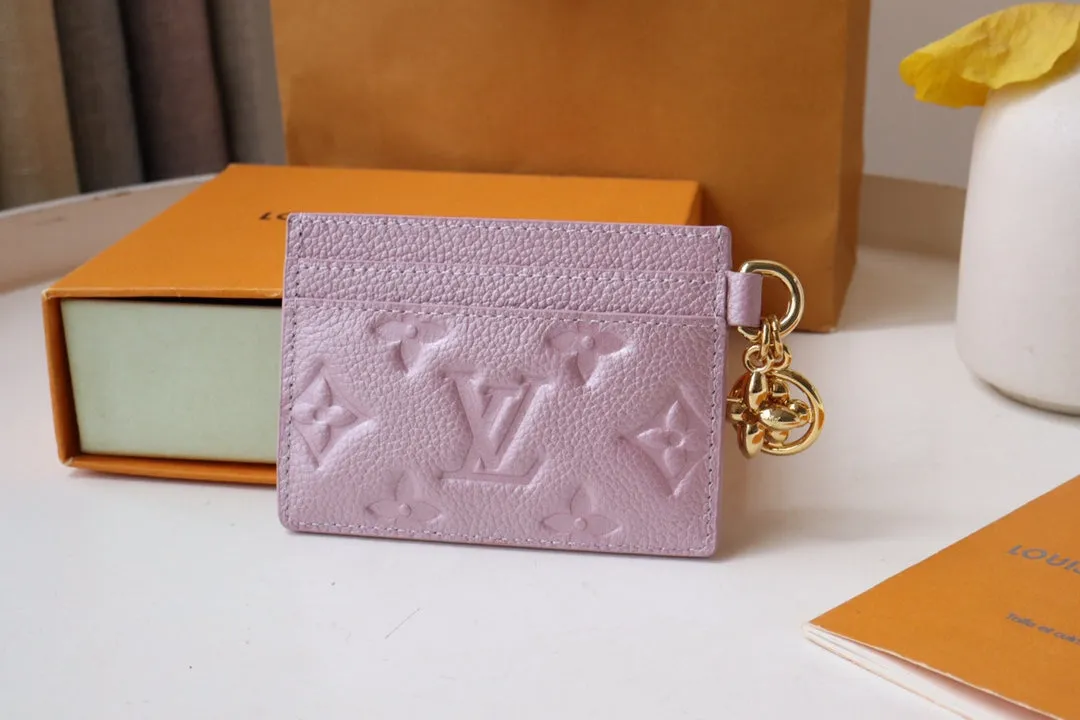 CHARM CARD HOLDER PINK MONOGRAM CANVAS